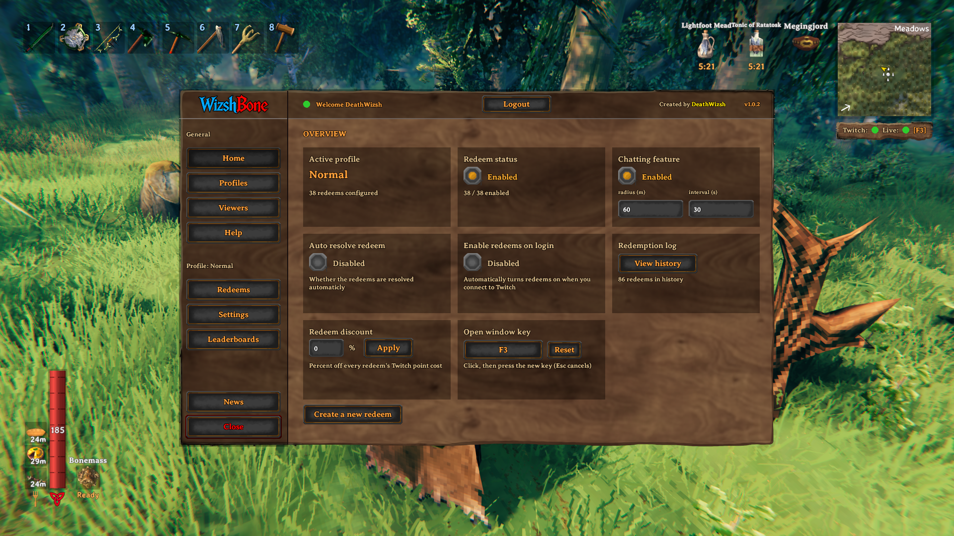 Home tab UI